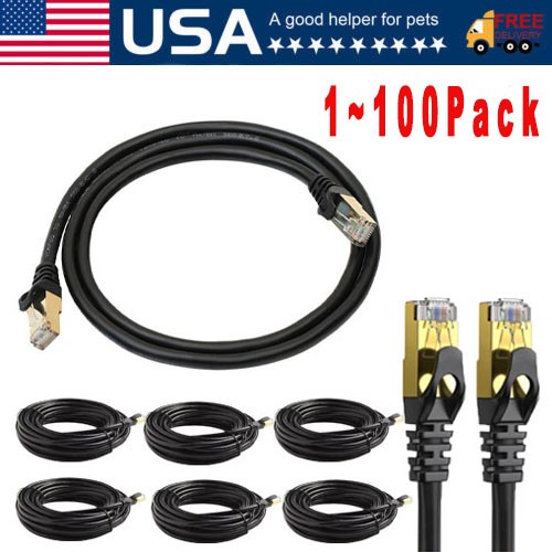 Cat 8 Ethernet RJ45 Cable Super Speed 40Gbps Patch LAN Network Gold Plated Lot