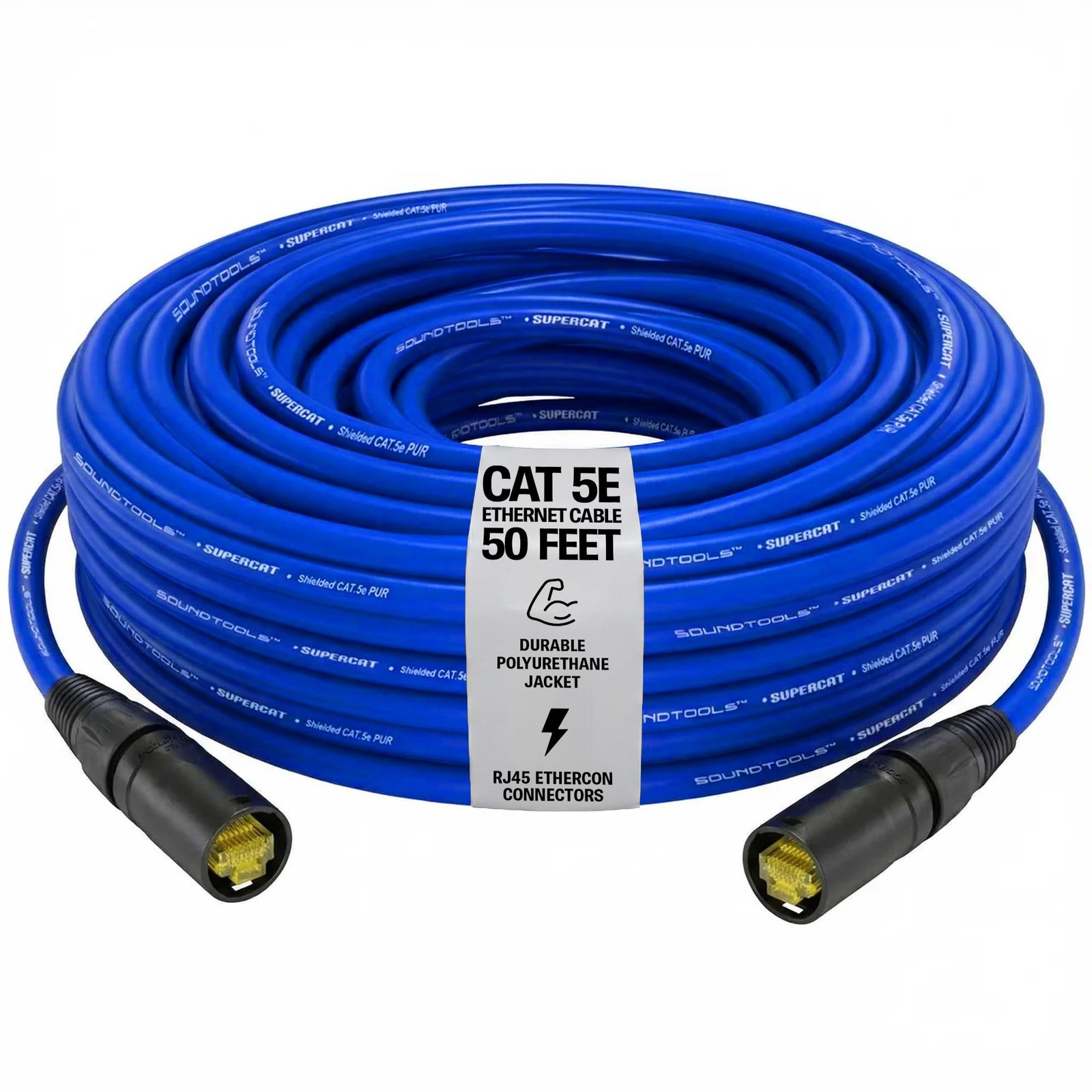 Sound Tools SuperCAT Shielded CAT5e Ethernet Cable – Exceeds 50 Feet, Black