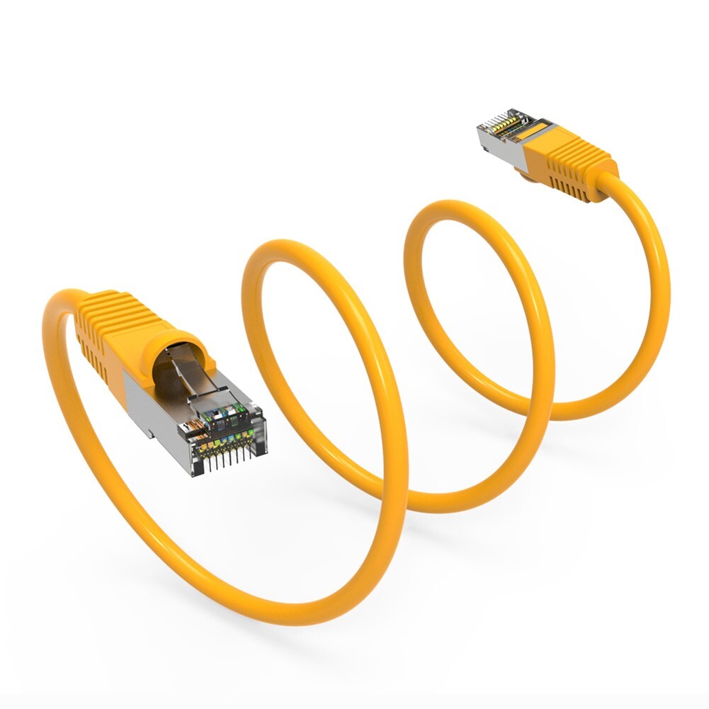 1FT Cat6 RJ45 Ethernet LAN Network SSTP Shielded Patch Cable Copper 26AWG Yellow
