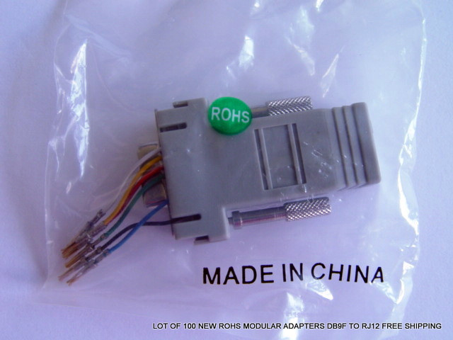 LOT OF 100 NEW ROHS MODULAR ADAPTERS DB9F TO RJ12 FREE SHIPPING
