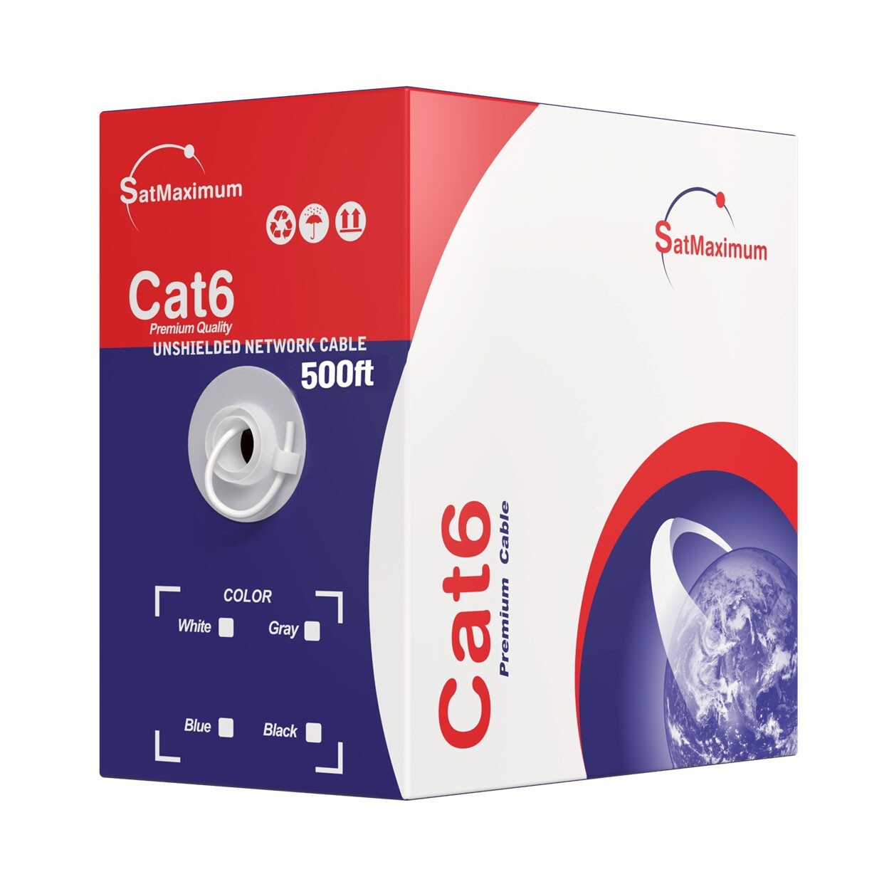 CAT6 Ethernet Cable 500FT 23AWG CCA Network Solid Bulk Wire, Pull Box, White