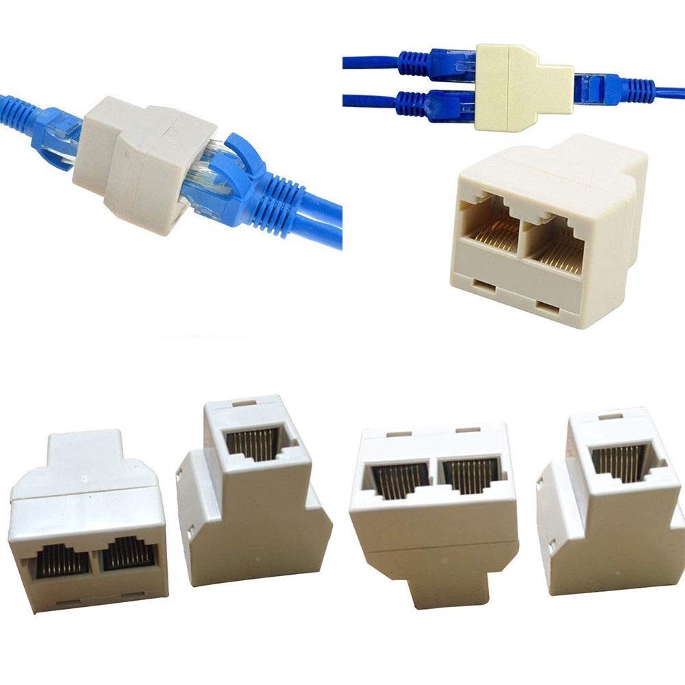 4 Pack RJ45 Splitter Connector Adapter 1 to 2 Female Port Plug 3 Way CAT 5 6 …