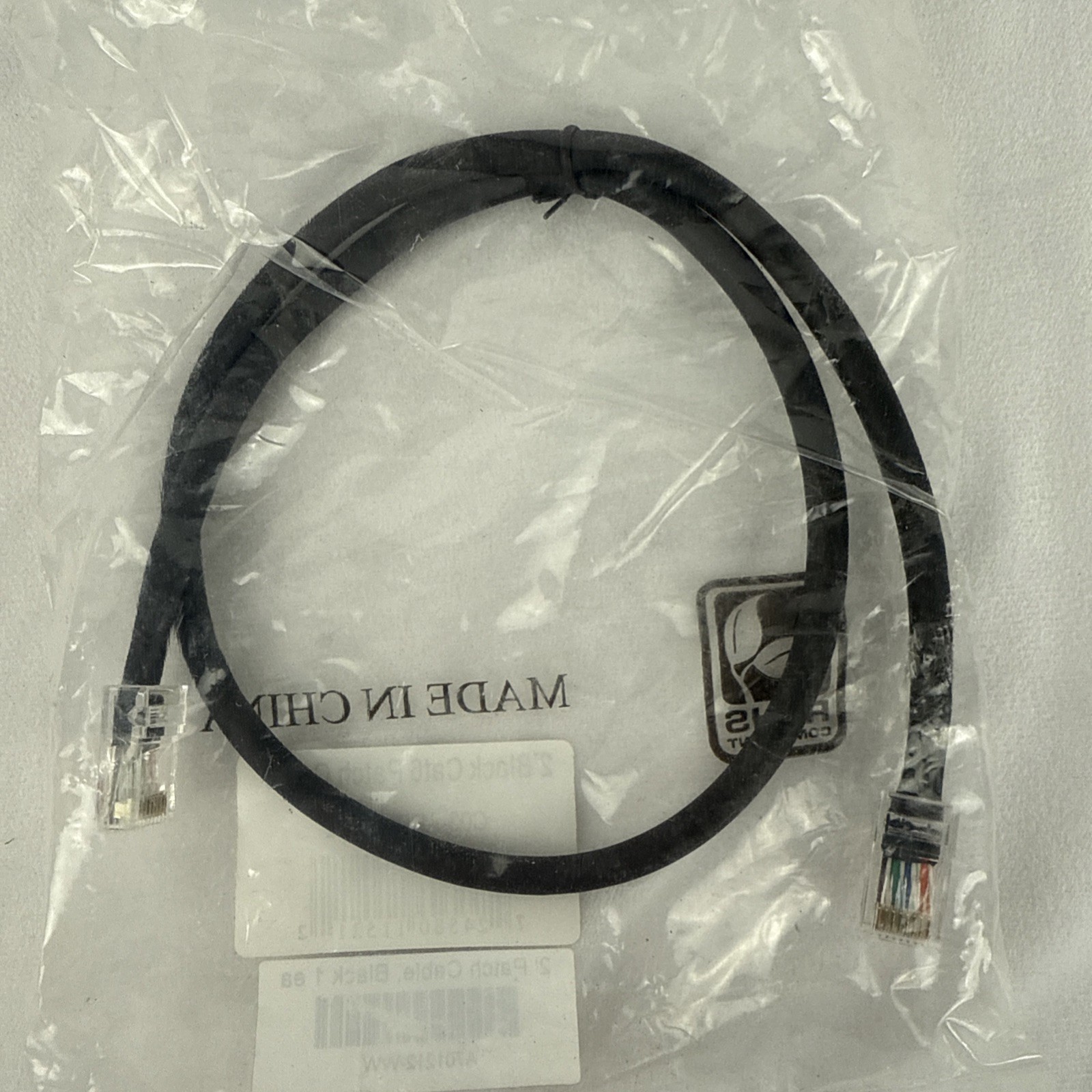 Lot of 3 Cat6 2ft Black Patch Ethernet Cable RoHS Compliant
