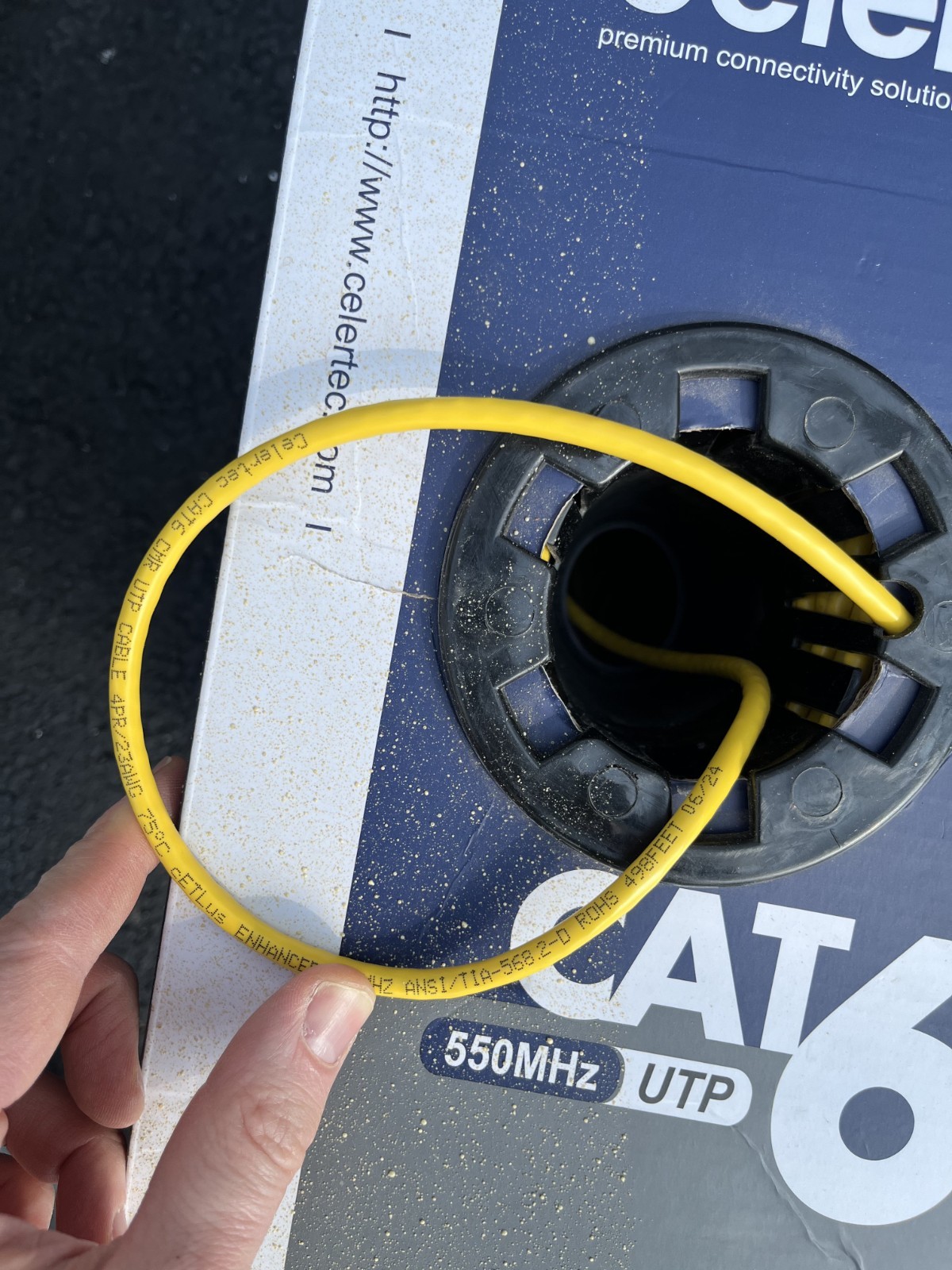 Cat6 UTP 500ft Yellow – 23AWG Solid Bare Copper CMR Riser