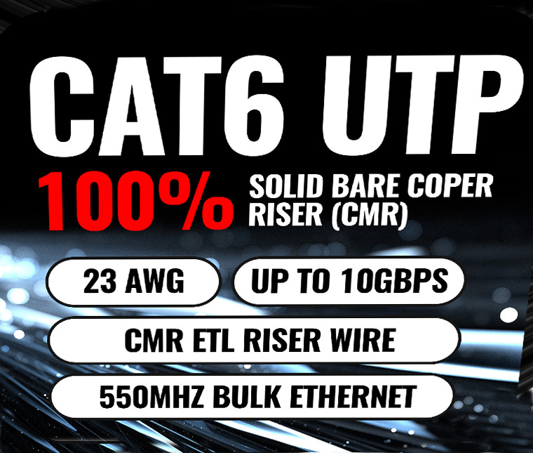 500FT CAT6 ETL CMR Ethernet Cable 23AWG UTP Solid Copper LAN Network Wire LOT