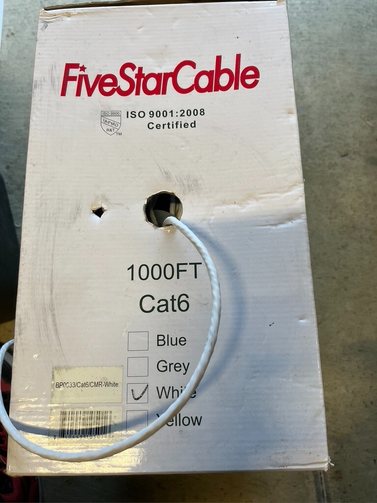 Network Cable Cat6 Ethernet 23 AWG, CMR, Insulated Solid Bare Copper Wire 100ft
