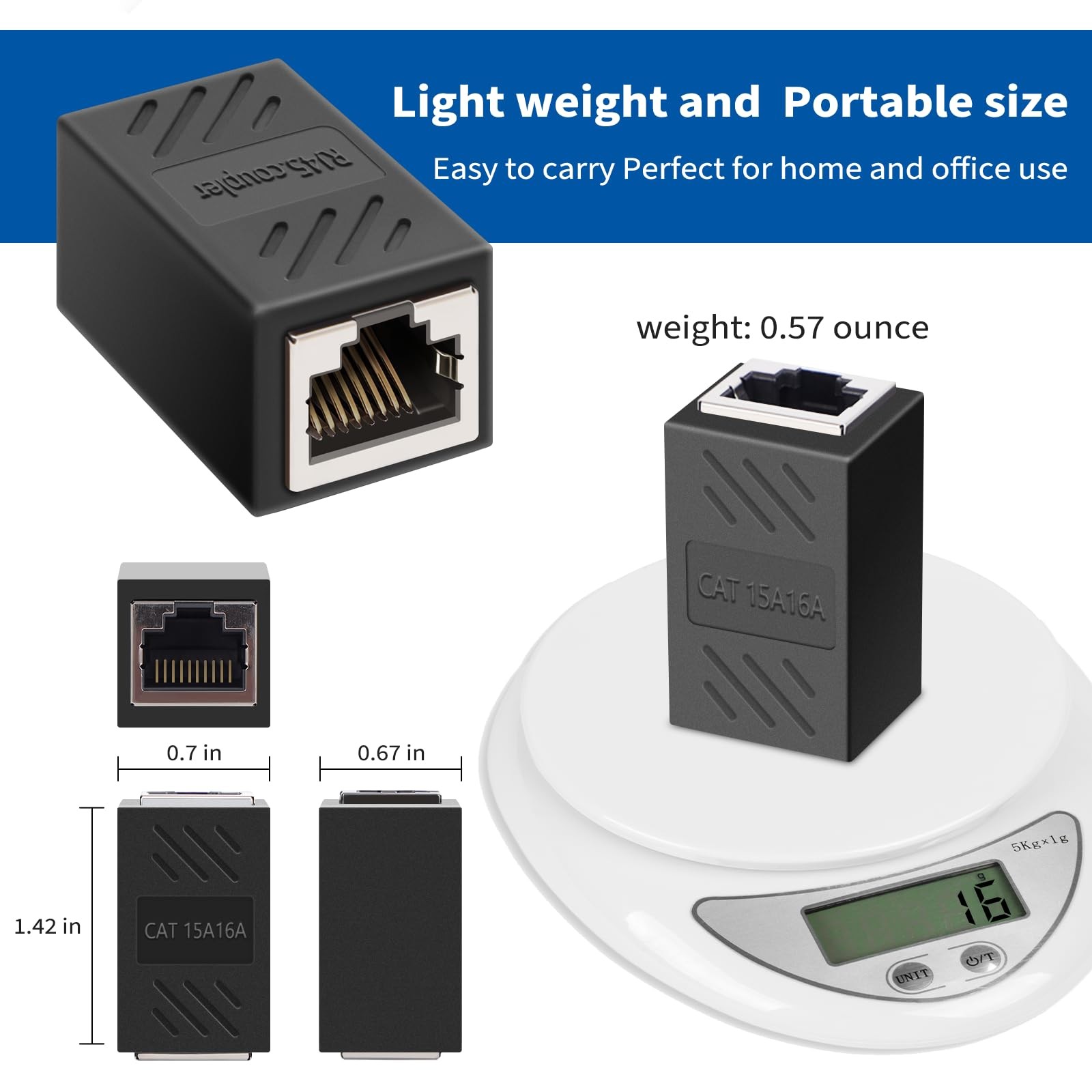 RJ45 Coupler, Ethernet Network Cable in line Coupler for black