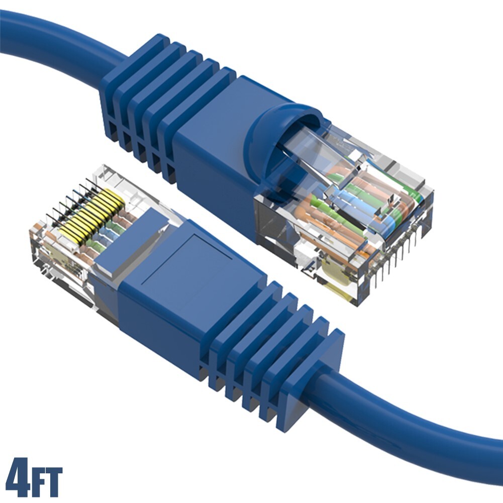 4FT Cat6 RJ45 Ethernet LAN Network UTP Snagless Patch Cable Pure Copper Blue