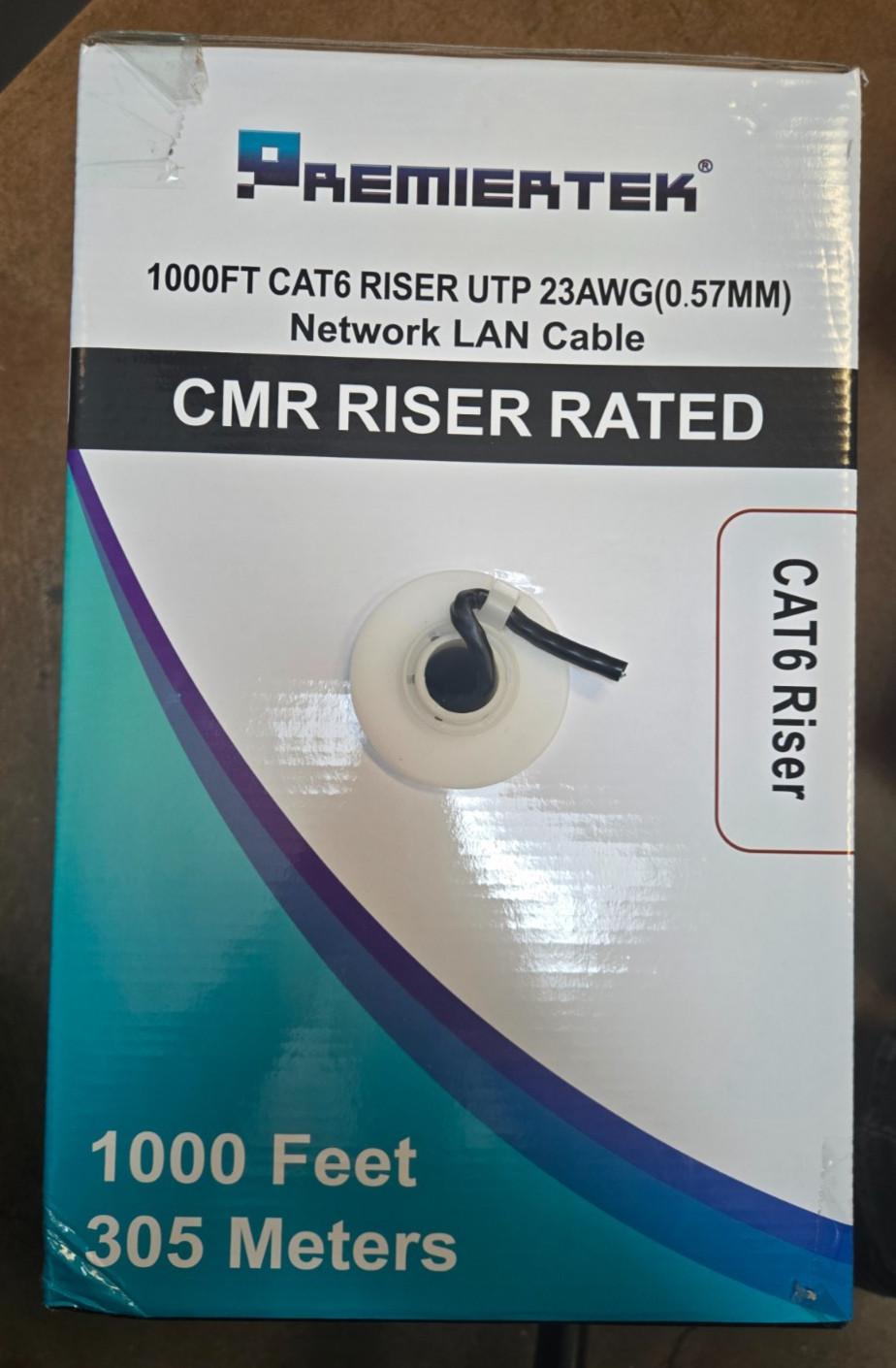 CAT6 1000FT 550MHz Riser UTP NETWORK ETHERNET CABLE BULK WIRE 23 AWG LAN Black