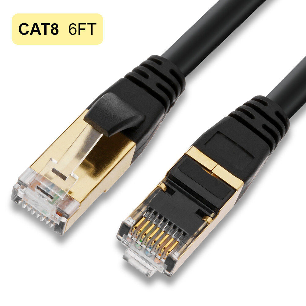 Cat 8 Twisted Pairs Ethernet Cable 6ft, Outdoor Heavy Duty Internet Network Lot