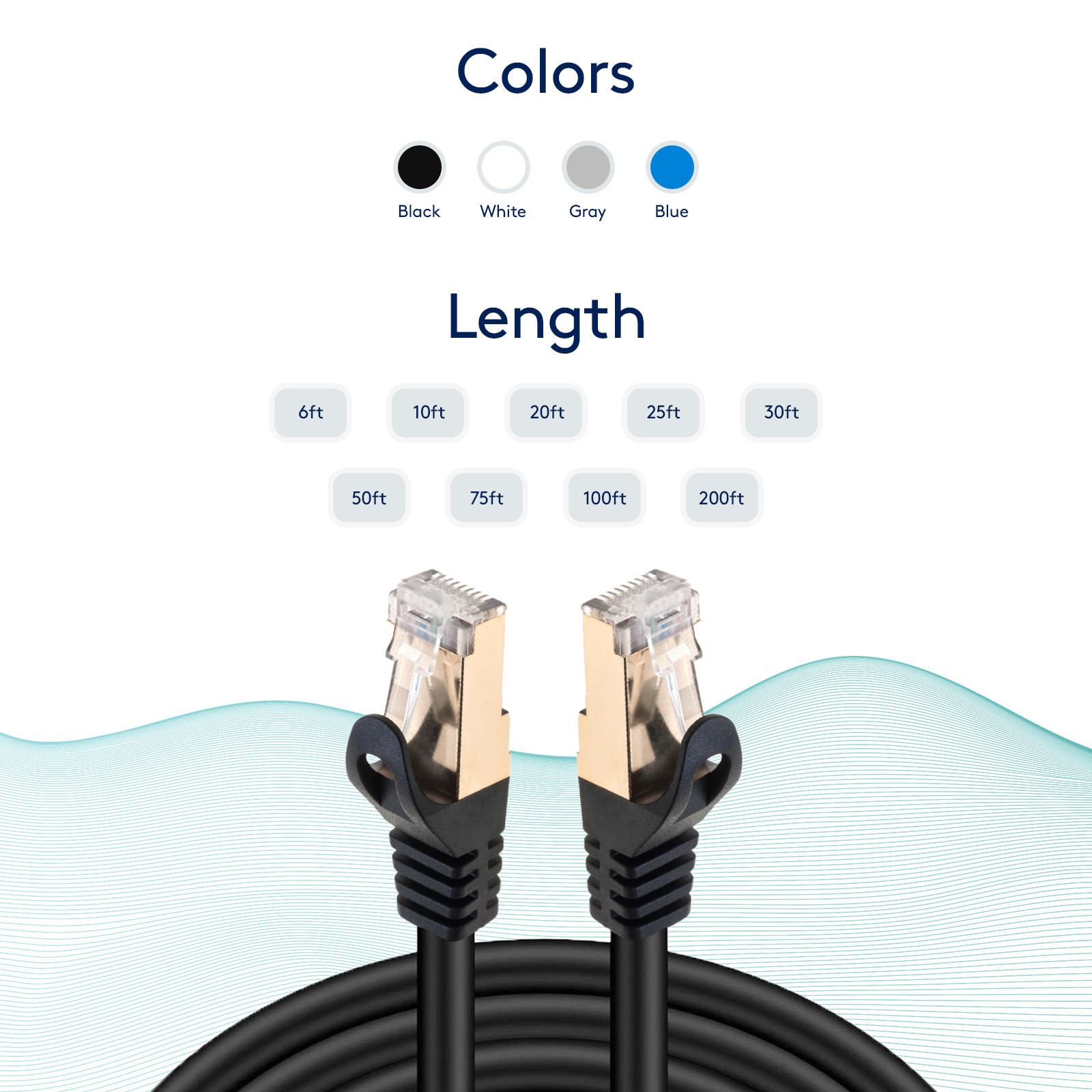 CAT7 Ethernet Cable LAN Copper Patch Cord S/FTP Shielded Wire Gaming 6-200FT Lot