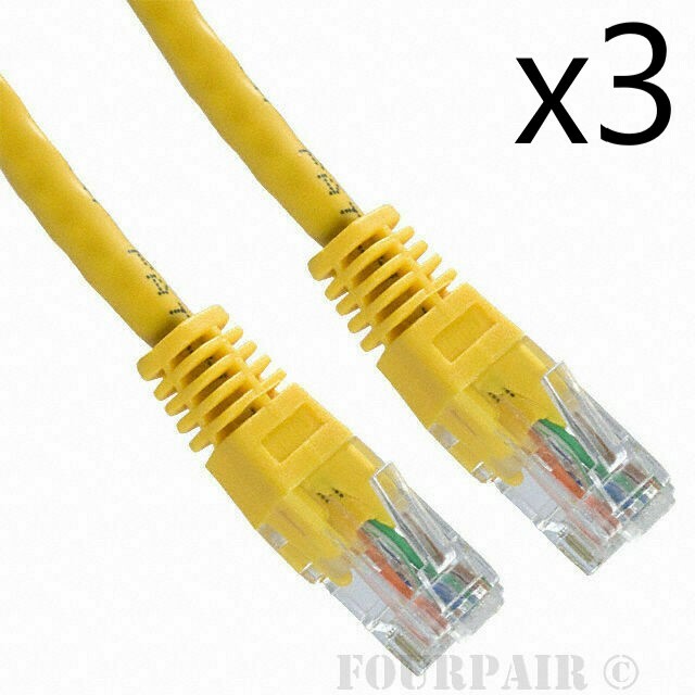 3 Pack Lot – 5ft CAT5e Ethernet Network LAN Router Patch Cable Cord Wire Yellow