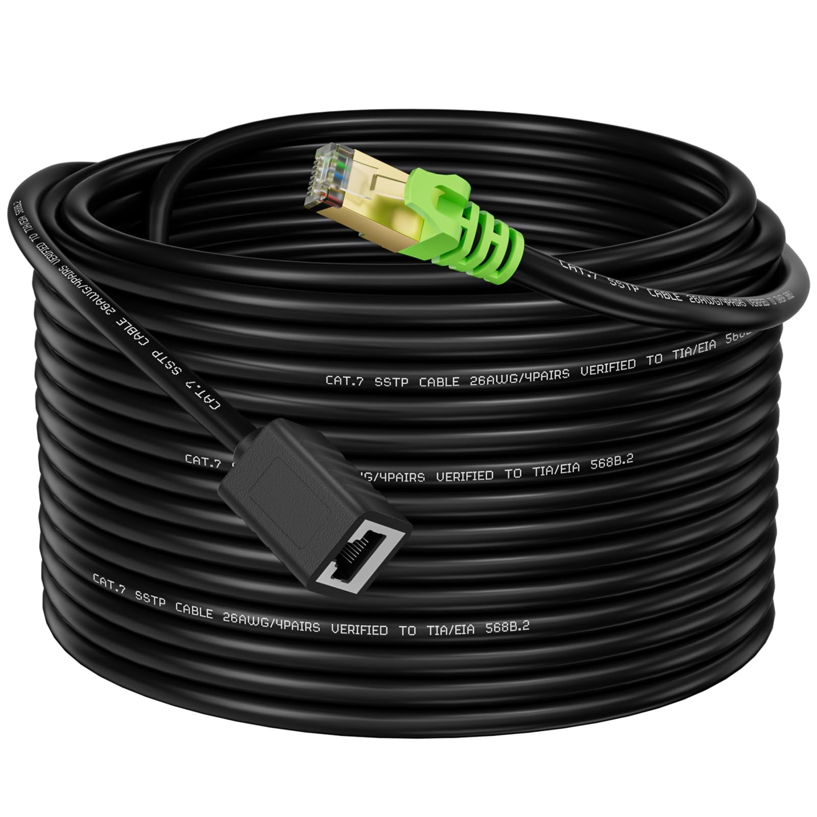 Ethernet Extension Cable 20FT Cat6a Network Patch RJ45 Shielded Male Female