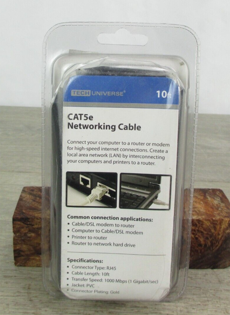 Category 5e Cat5e Ethernet Cable 10′ Tech Universe TU1510 New Retail