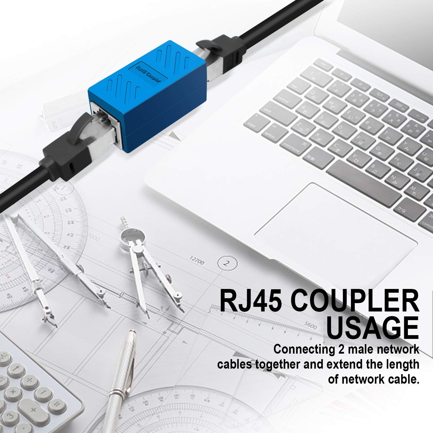 5 PCS RJ45 Coupler Ethernet Extension Connector Blue Female To Female Cat7
