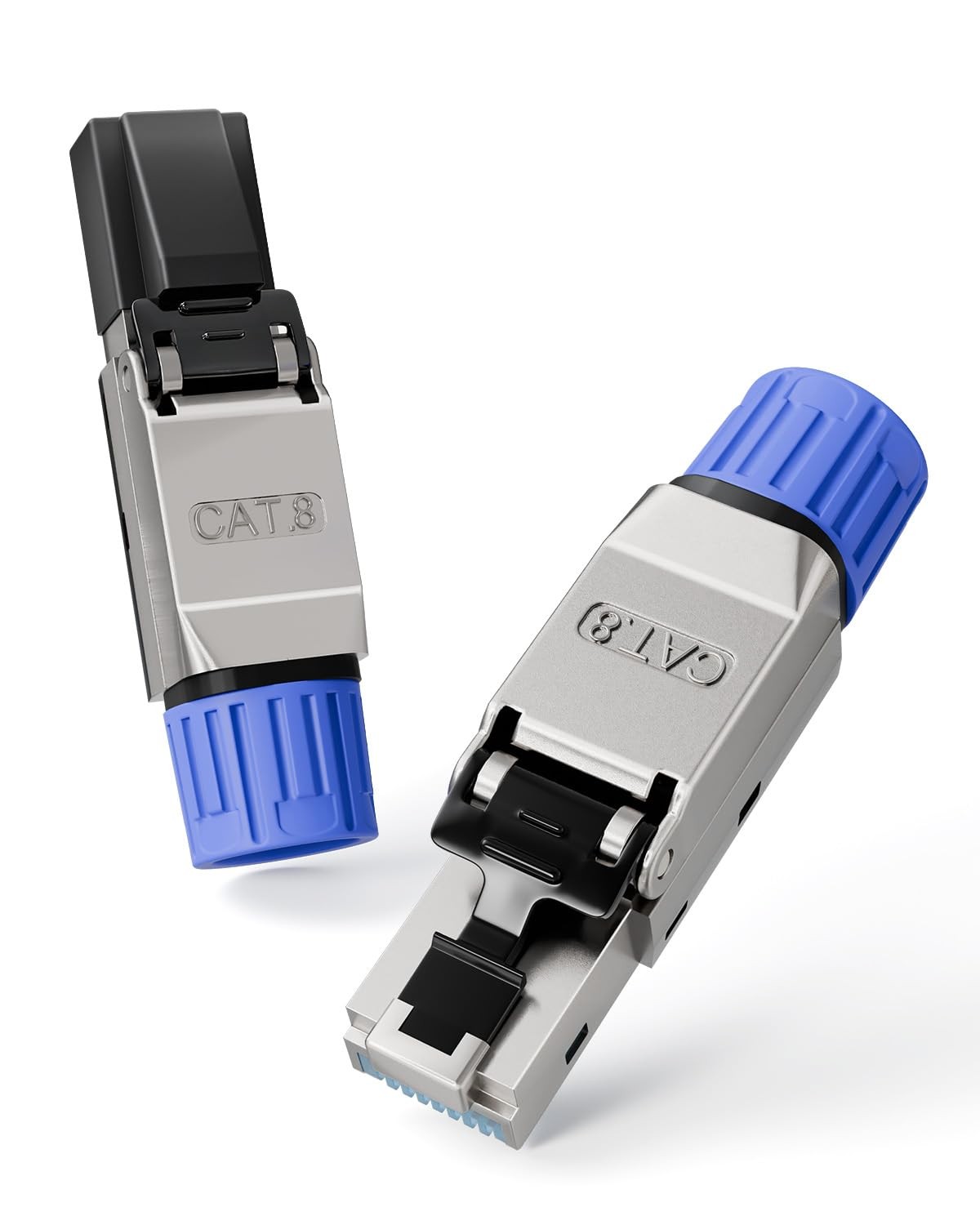 Cat8 Toolless RJ45 Connector 2 Pack Gold Plated Shielded for 22-24AWG Cable