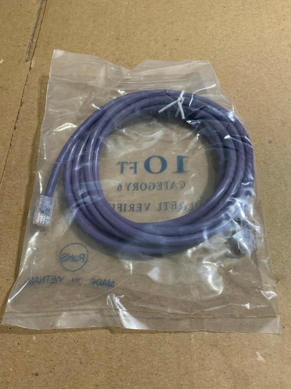 LOT OF TWO (2) 10ft Category 6 Ethernet Cable CAT 6 UL & ETL Verified RoHS NEW