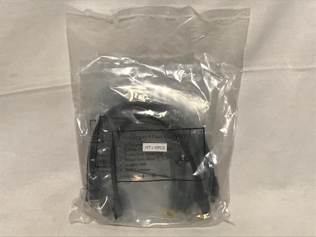 10-Pack Category 6 CAT Patch Cord UTP EIA/TIA TSB-40A ETL Verified, 1ft – NEW