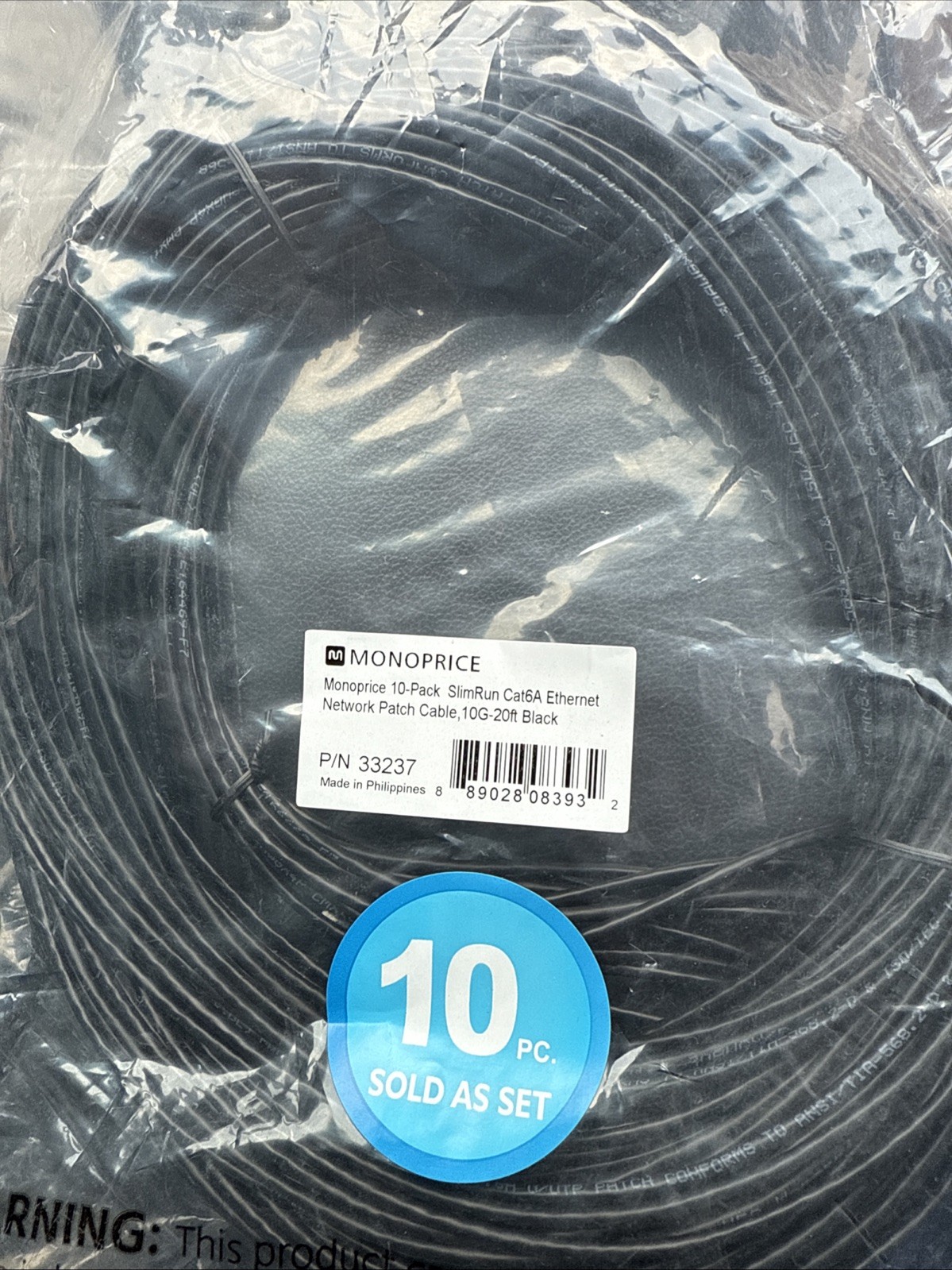 Monoprice Cat6A Ethernet Patch Cable- 20 feet – Black | Zeroboot, RJ45, Stranded