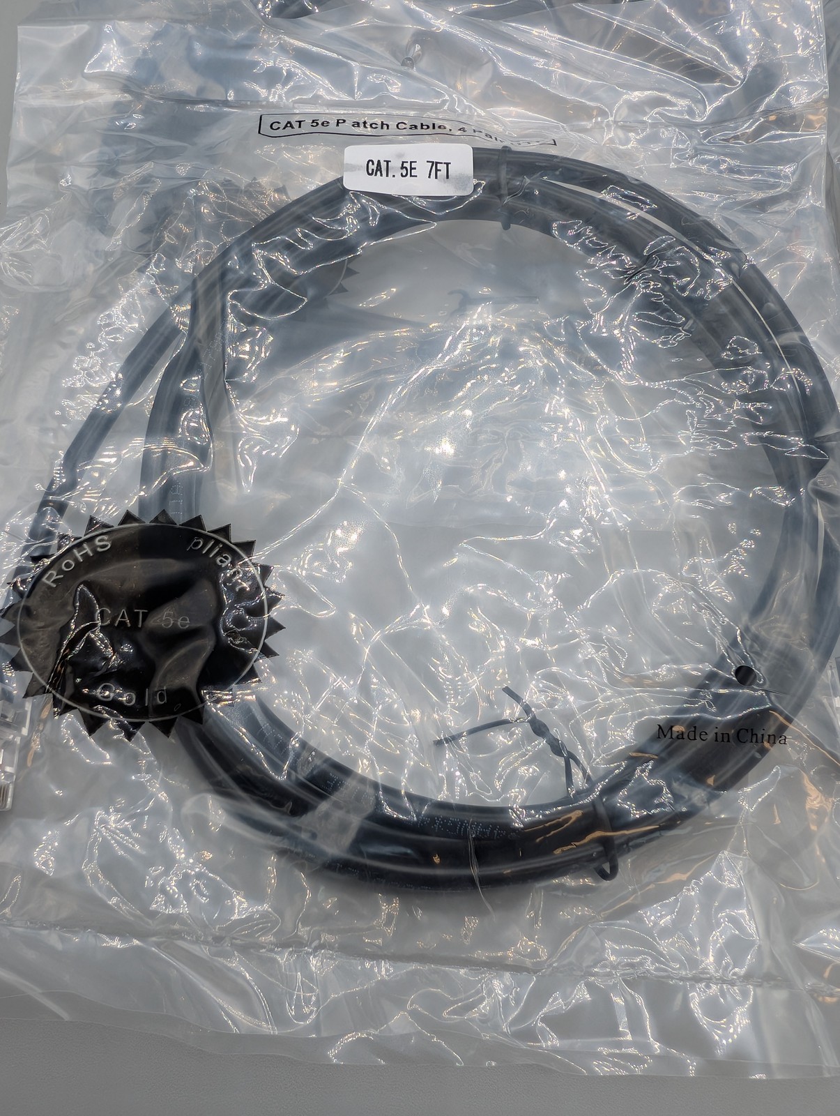 Lot of 5 APC 7ft Black RJ-45 Cat-5E Ethernet Patch Cables, New