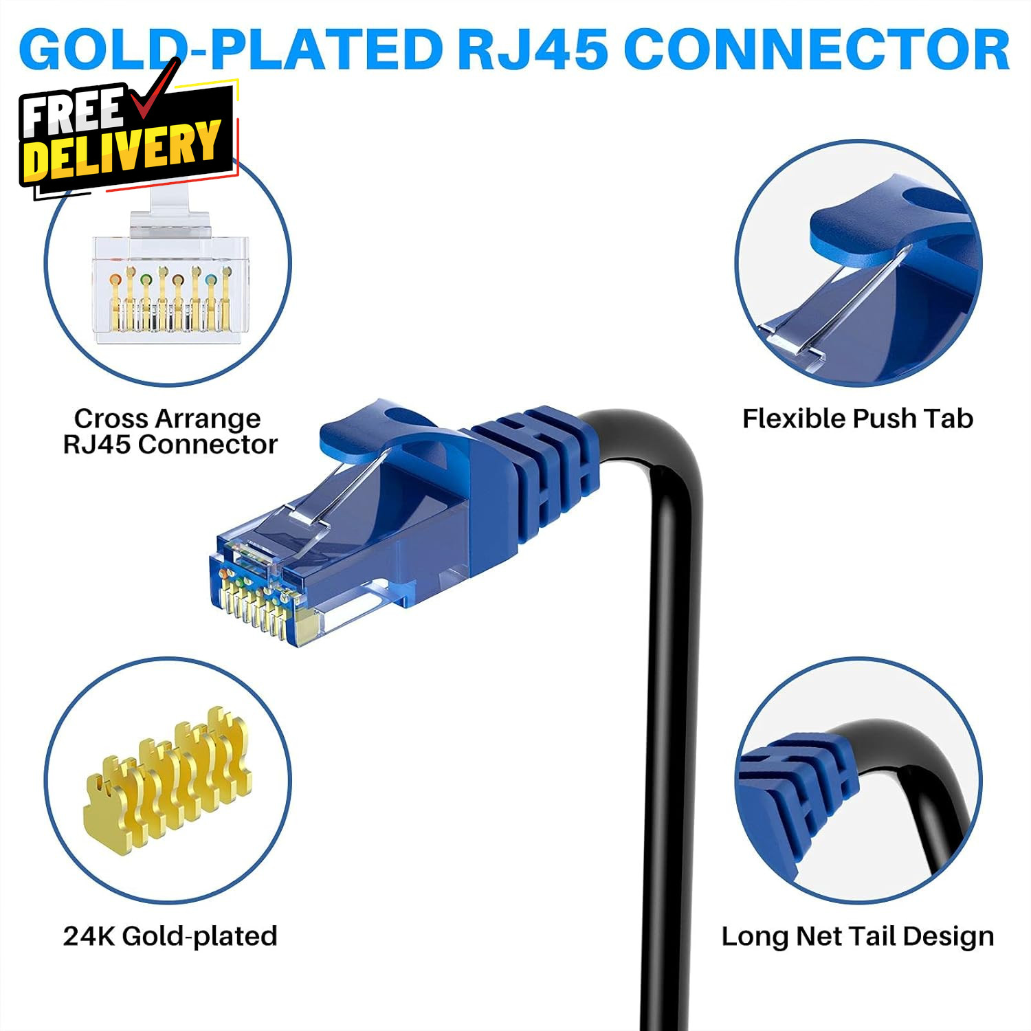 Cat6 Outdoor Ethernet Cable 200ft Waterproof Direct Burial POE LAN Cord