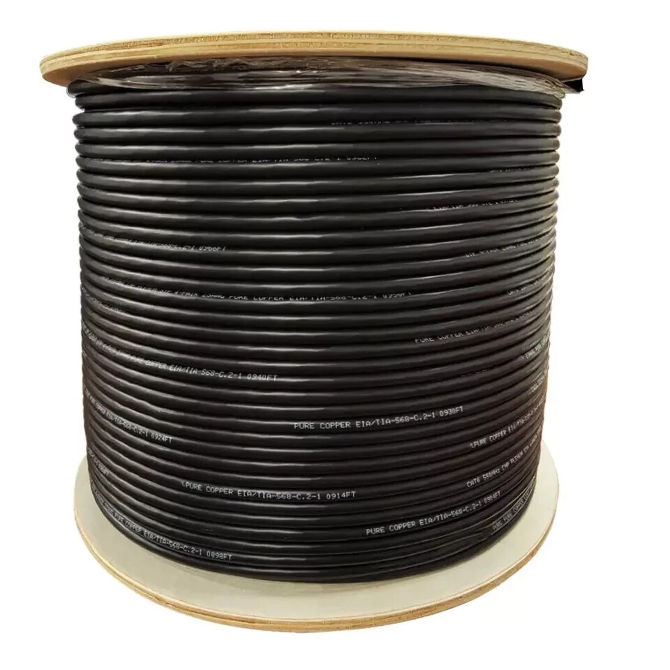TS Cable Cat7 Plenum Shielded FFTP 850MHZ Solid Bare Copper 1000ft Cable Black