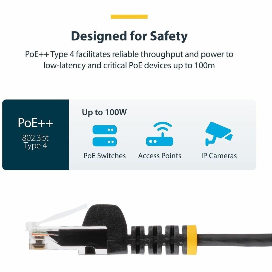 StarTech N6PAT9INBKS 9in Black Slim CAT6 Ethernet Cable RJ45 10Gbps