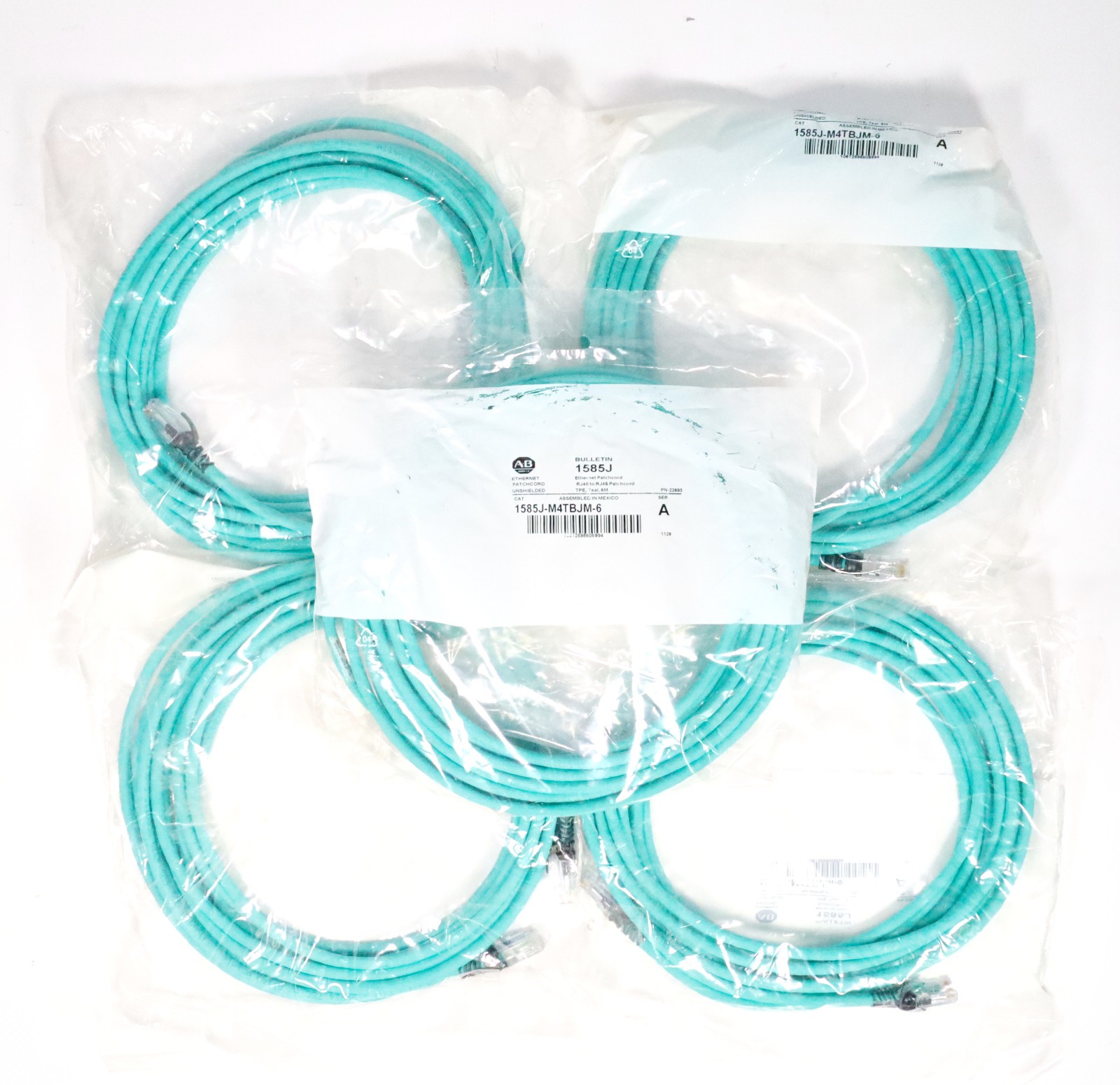 (Lot of 5) Allen Bradley 1585J-M4TBJM-6 6 Meter Ethernet Patchcord CAT 5e
