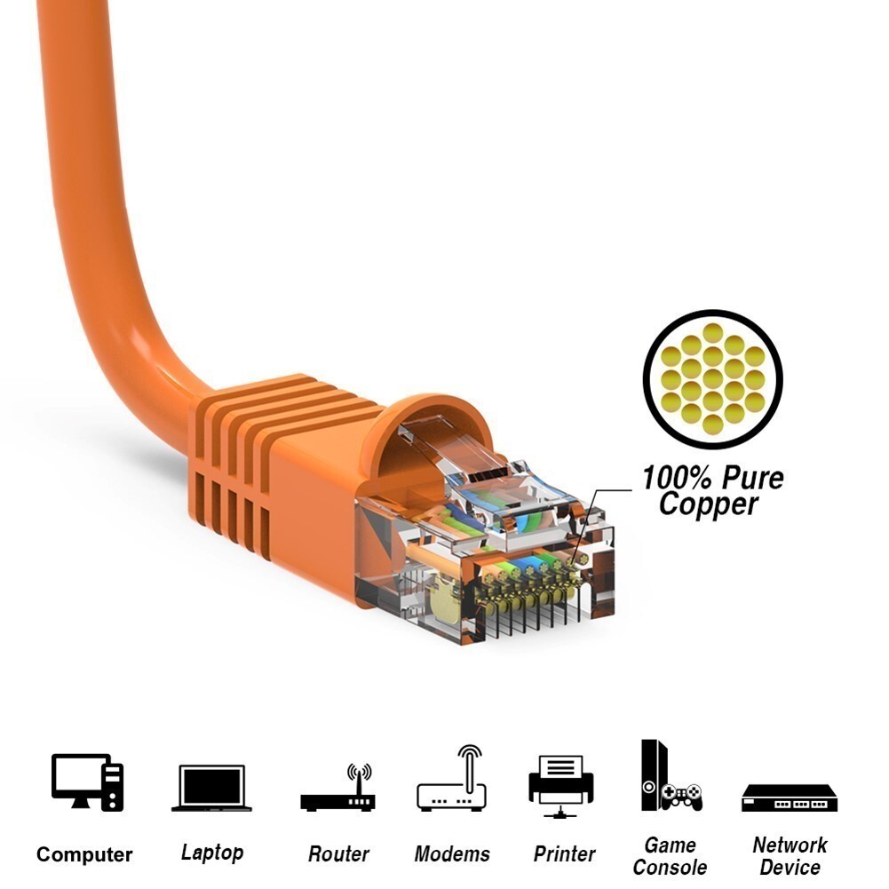 5FT Cat6 RJ45 Ethernet LAN Network UTP Patch Cable Snagless Boot Copper Orange