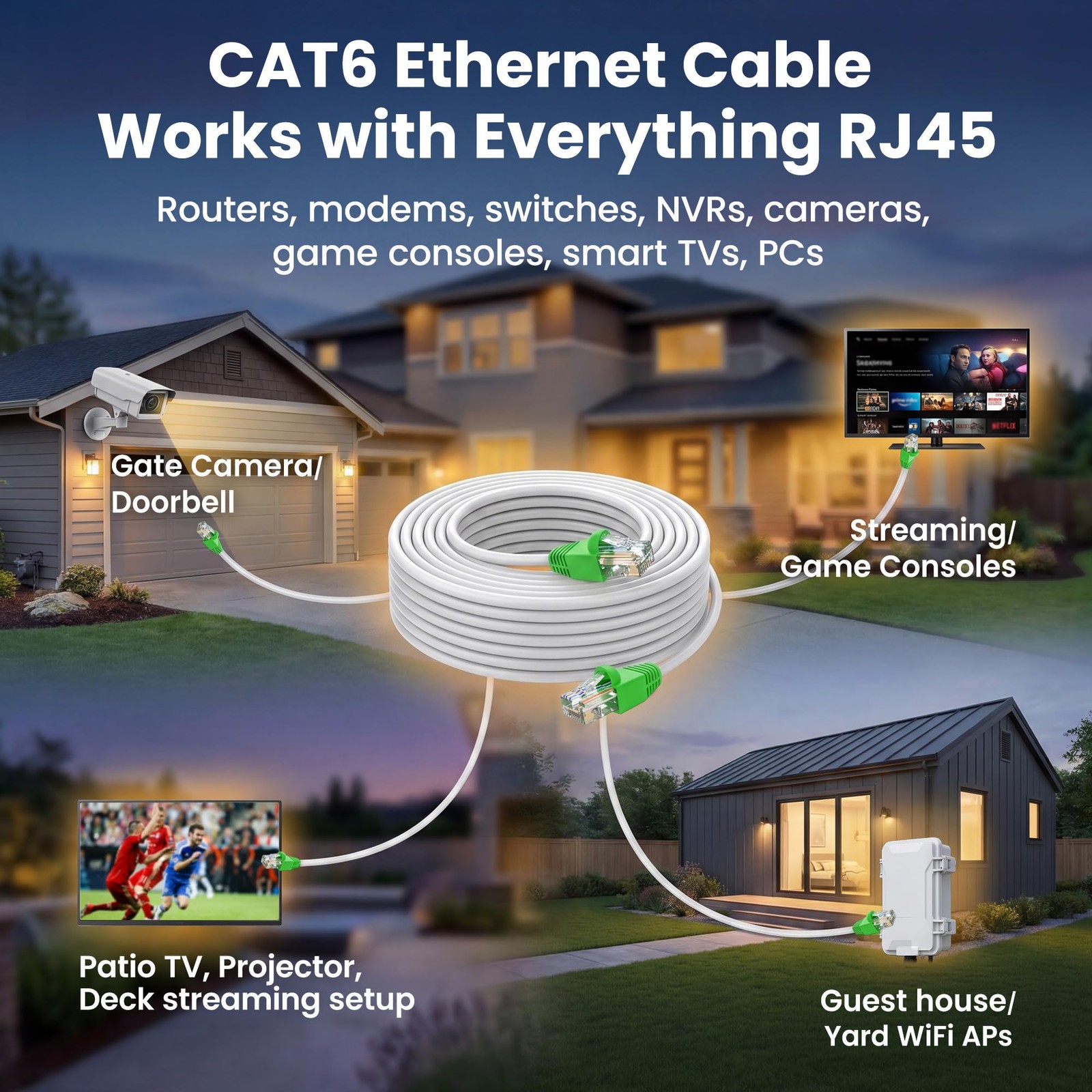 Cat6 Outdoor Ethernet Cable 25ft Waterproof Direct Burial CCA Copper Clad