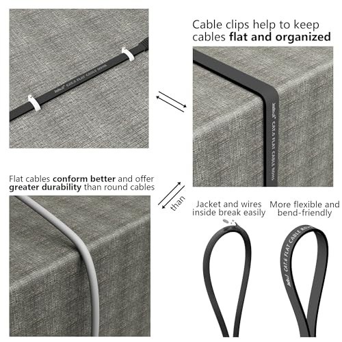 Jadaol Cat 6 Ethernet Cable 50 ft with Cable Clips 10Gbps Support Cat8 Cat7