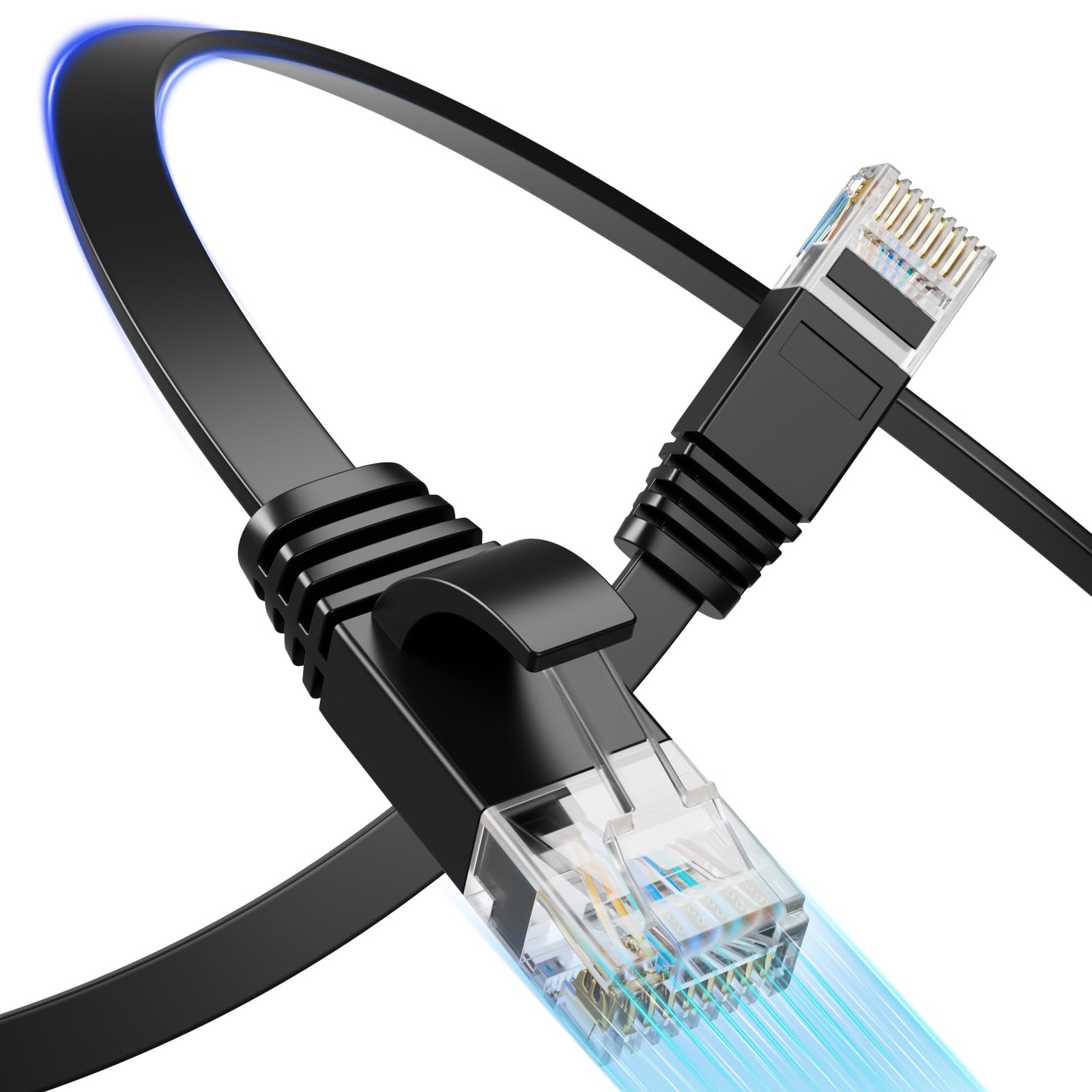 Cat 6 Flat Ethernet Cable 50 FT, UTP 10Gbps HighSpeed Cat6 Ethernet Cable, Pu…