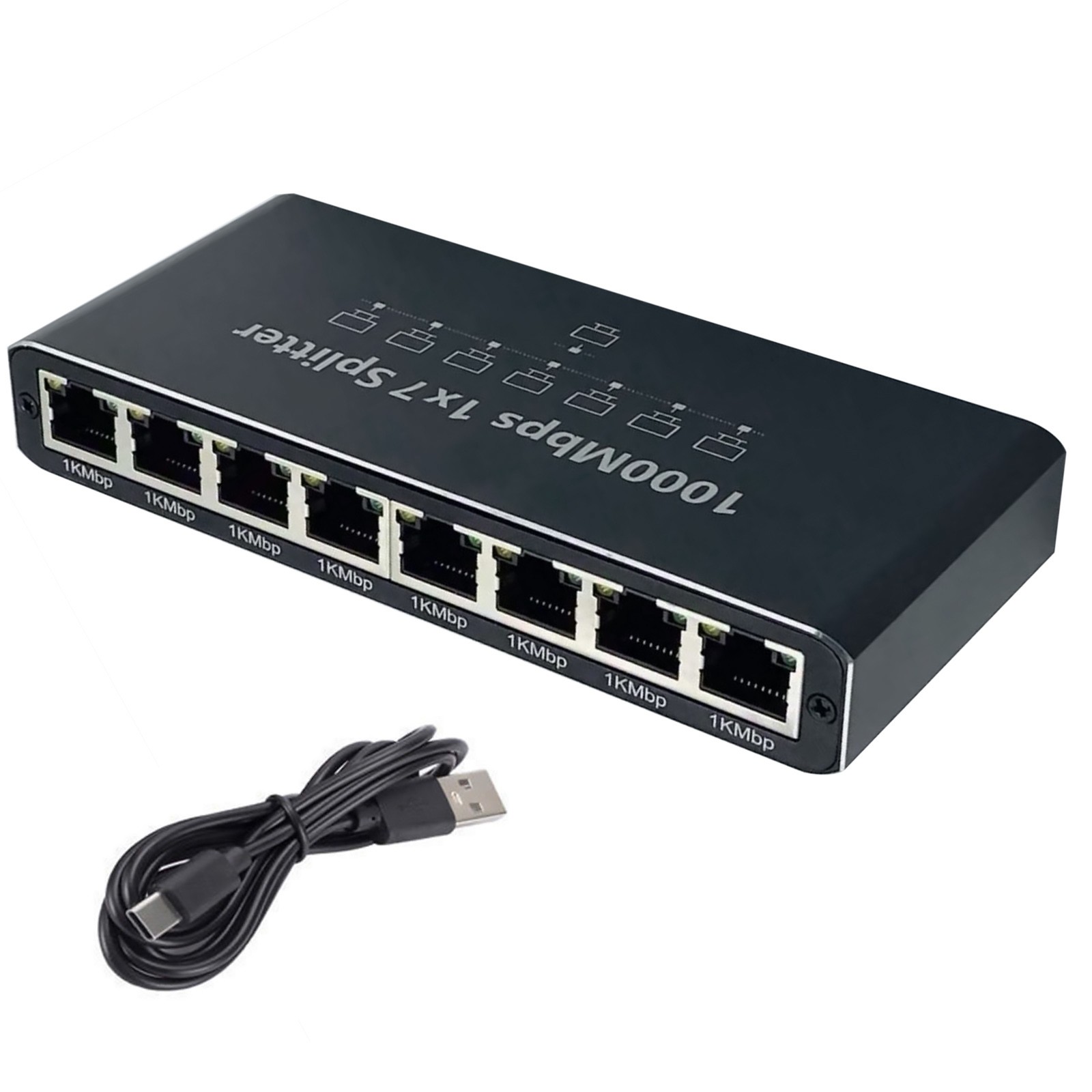 RJ45 1000Mbps Ethernet Splitter 1 to 7 Port LAN Network Switch for PC Mac Router