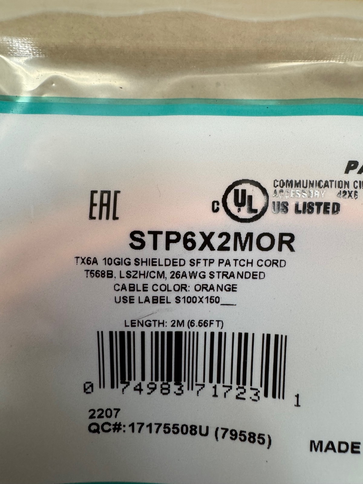 Panduit STP6X2MOR Shielded SFTP Patch Cord – Orange (Lot of 10) *NEW*