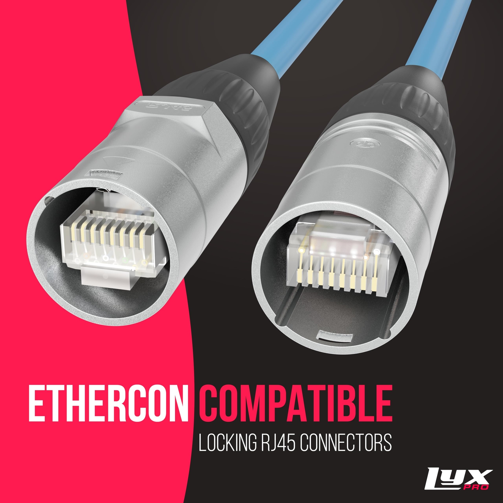 LyxPro CAT6 Shielded Ethercon RJ45 Xlr Cable – Male to Male, 150 feet, Blue