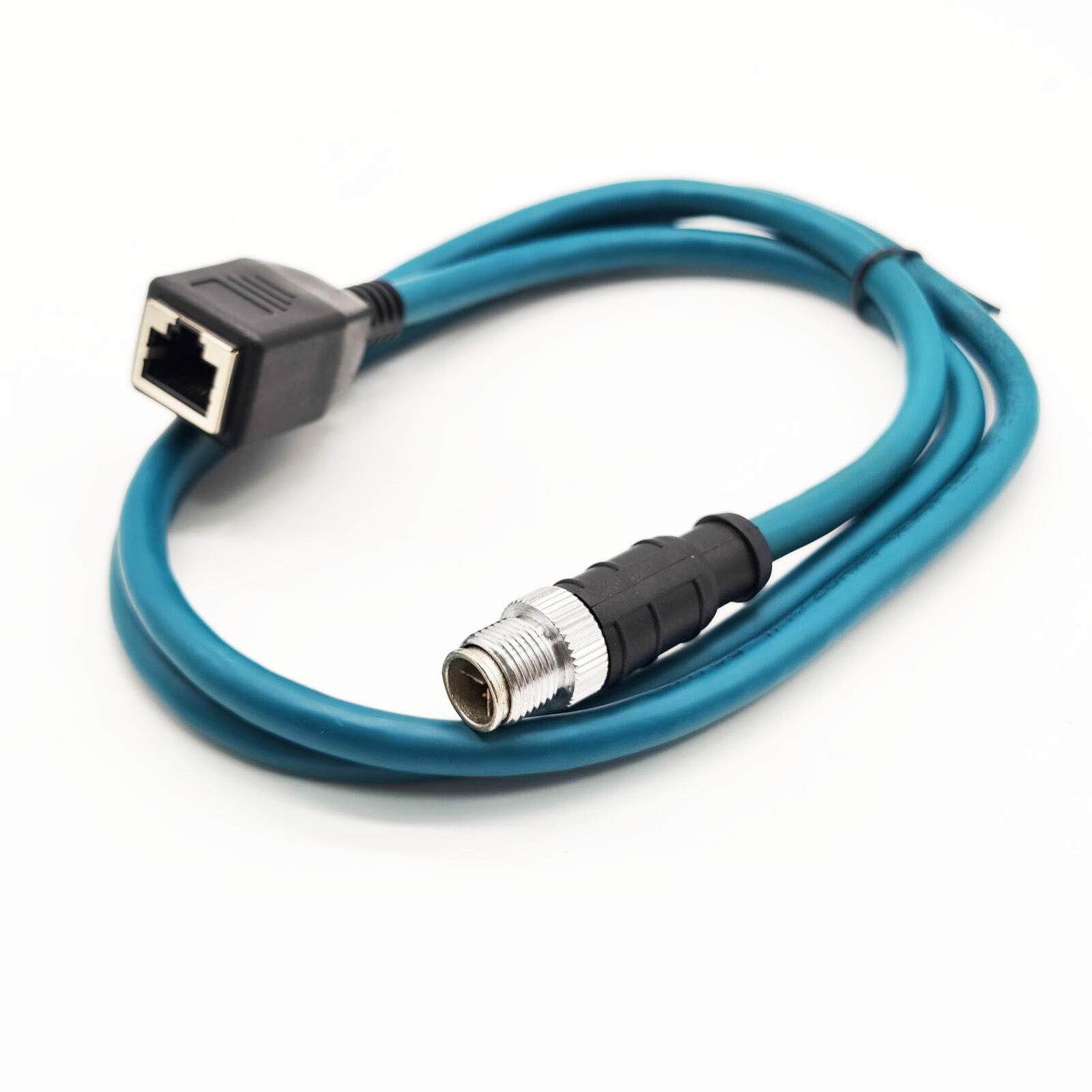 3.28ft M12 8 Pin X Code Male to RJ45 Female Ethernet Cable, Cat6 Shielded, Flex