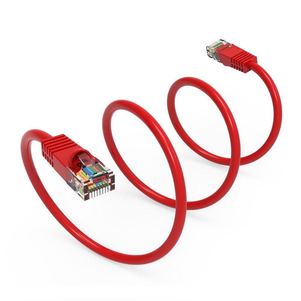 0.5Ft CAT5E UTP Ethernet Network Booted Cable Red