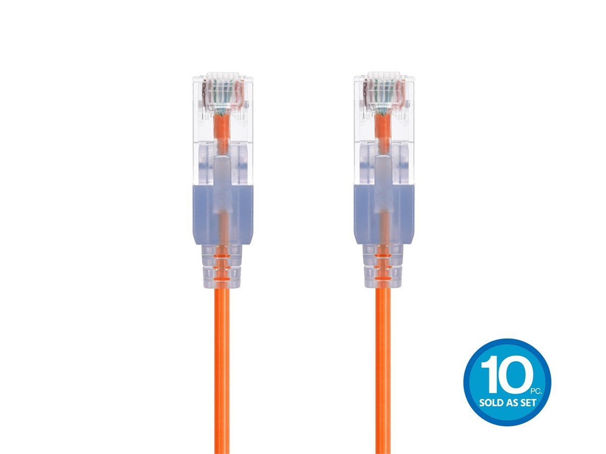 Monoprice Cat6A Ethernet Patch Cable – 3 feet Orange | Snagless RJ45 550Mhz UTP