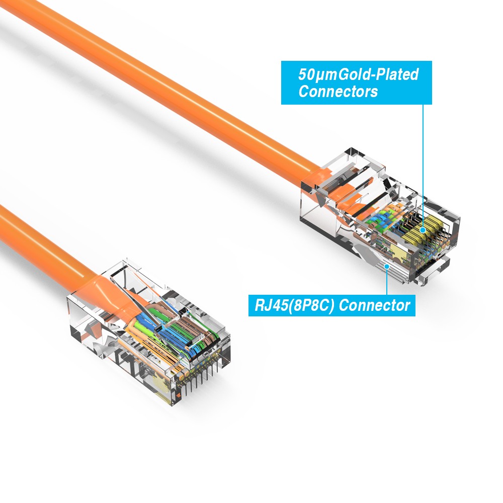 20 Pack of 1.5Ft CAT6 UTP Ethernet Network Non Booted Cable Orange