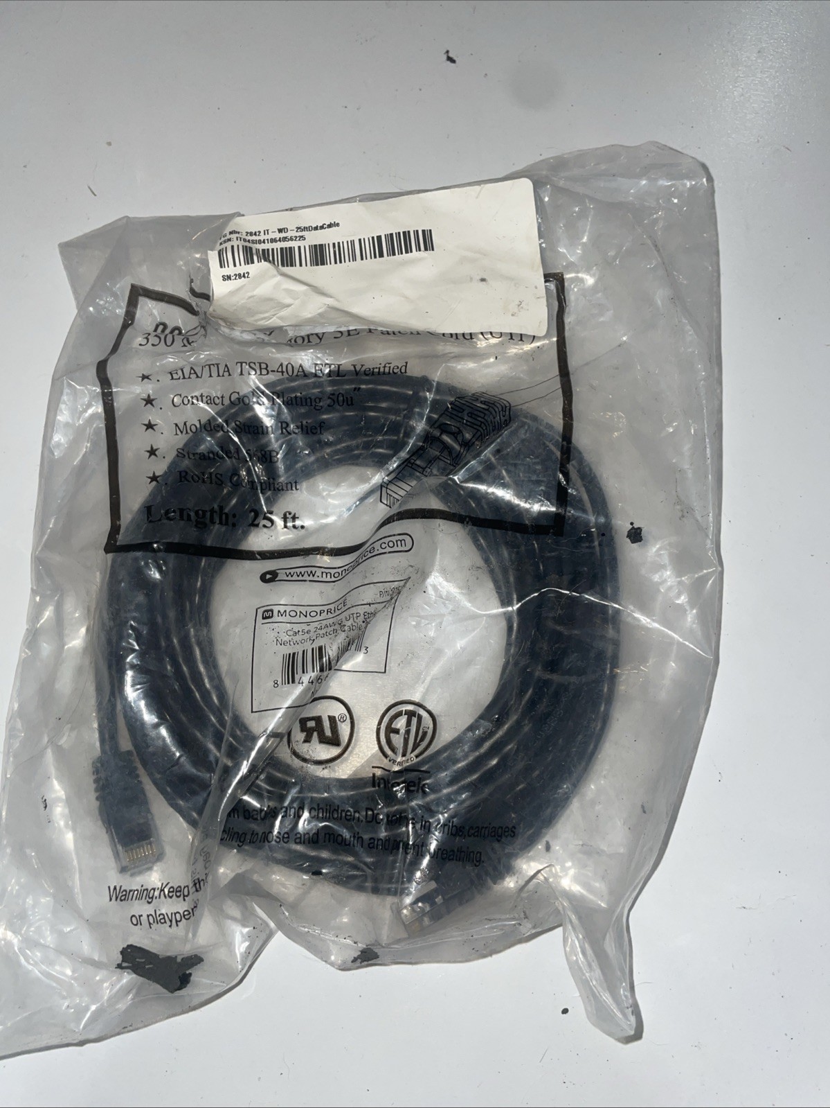 Ethernet cable CAT6 3FT x 10 PCs EIA/TIA TSB-40A