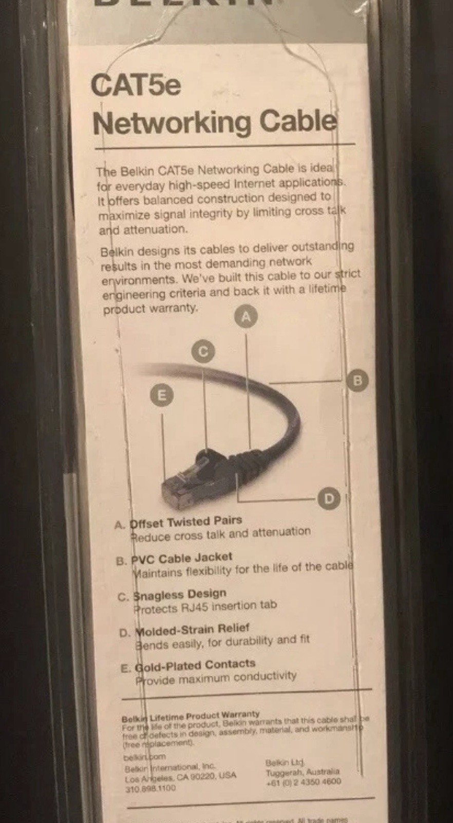 Belkin 7 Foot CAT5e Networking Ethernet Cable RJ45 Male/Male 2009 NEW