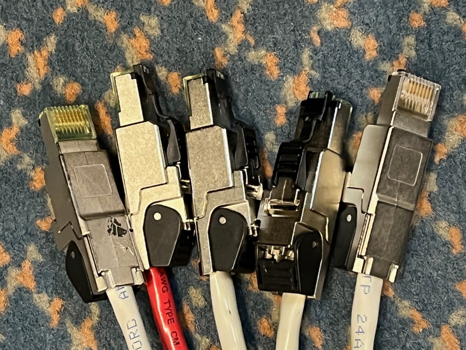 RJ45 Industrial Ethernet Cat6, Extreme Rugged, Sheilded Connectors, 5 pieces
