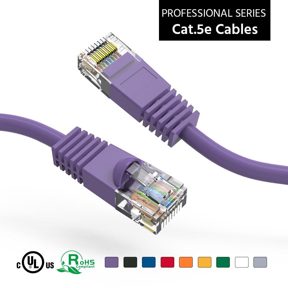 20 Pack of 1.5Ft CAT5E UTP Ethernet Network Booted Cable Purple