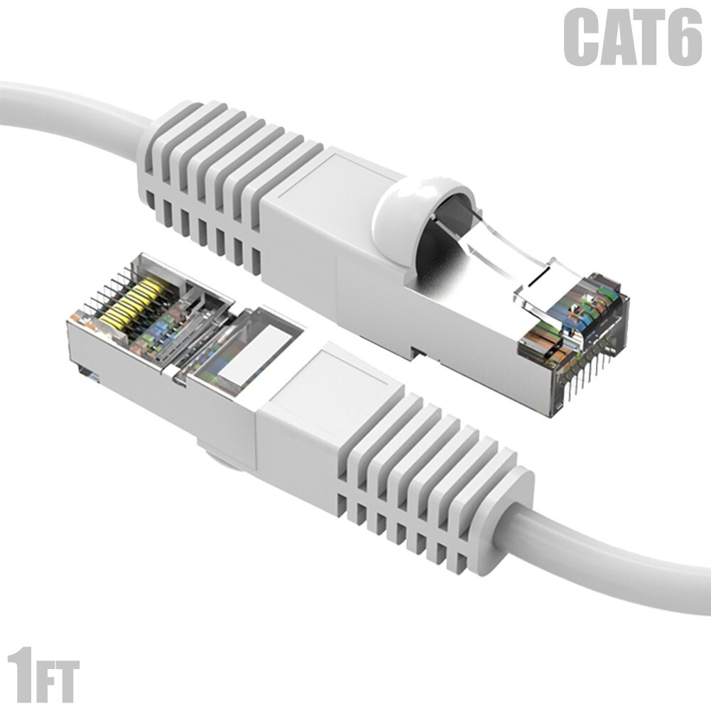 1FT Cat6 RJ45 Ethernet LAN Network SSTP Shielded Patch Cable Copper 26AWG White