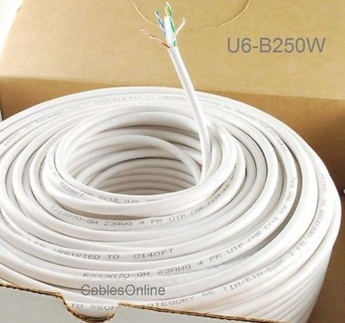 250ft Solid CAT6E CMR 550 Mhz, High-Performance 23 AWG Copper Bulk Cable, White