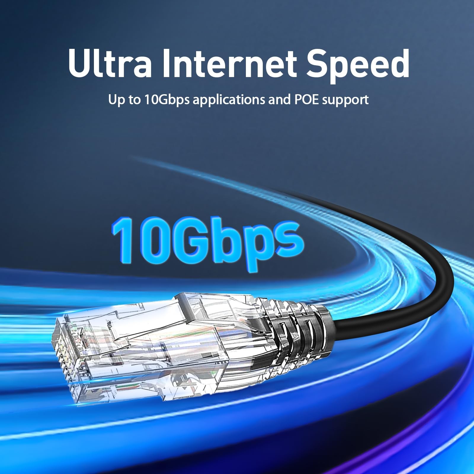 24 Pack 1ft Slim Cat6a 10Gbps 550MHz GoldPlated Network Patch Cables