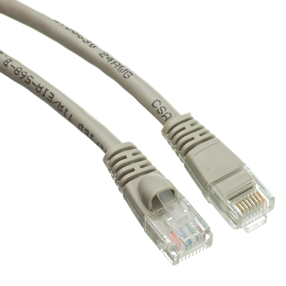 Pack of 5 Cables Snagless 12 Foot Cat5e Gray Network Ethernet Patch Cable