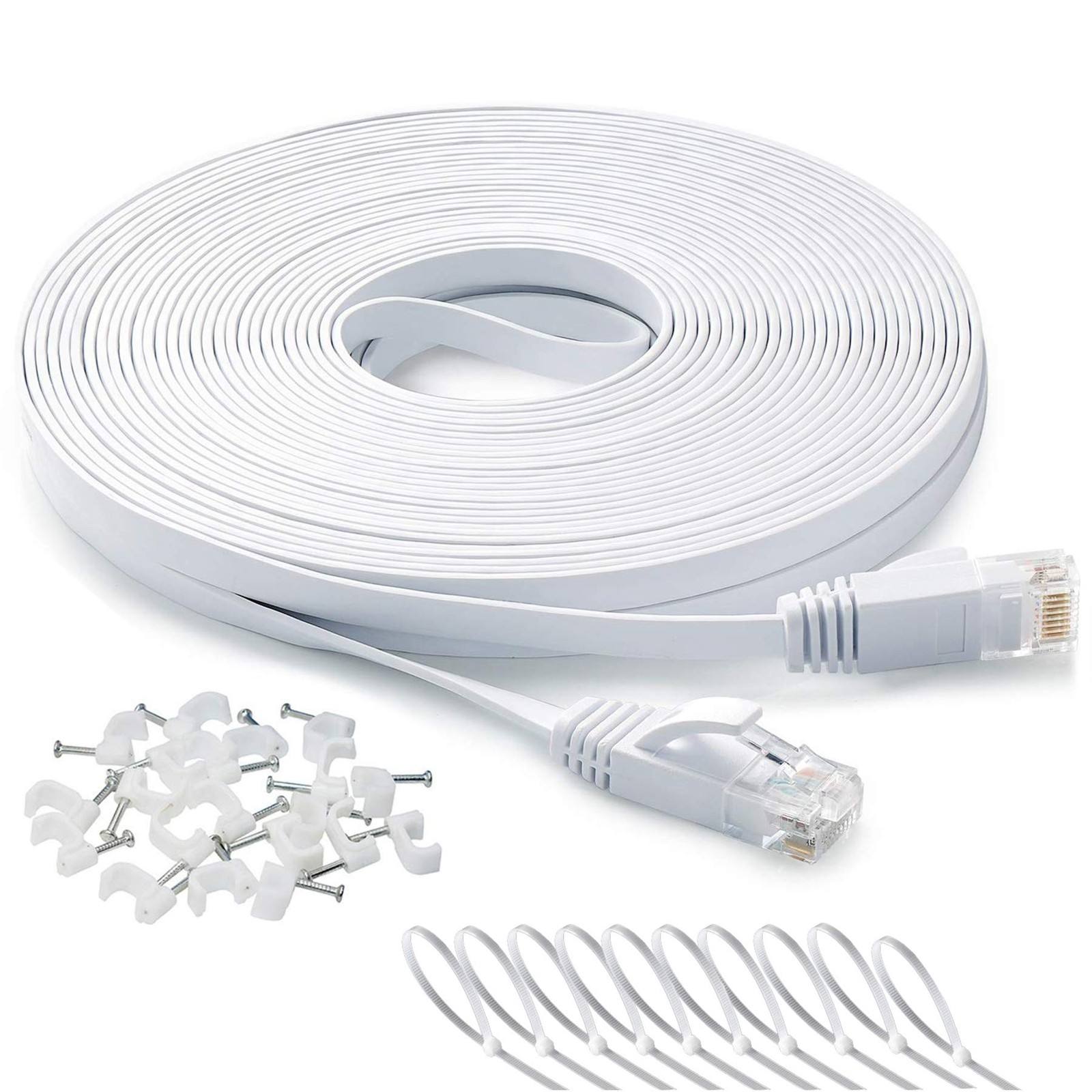 Ethernet Cable 100 ft Cat 6 Flat Cable Slim Long Cat6 High Speed Computer Net