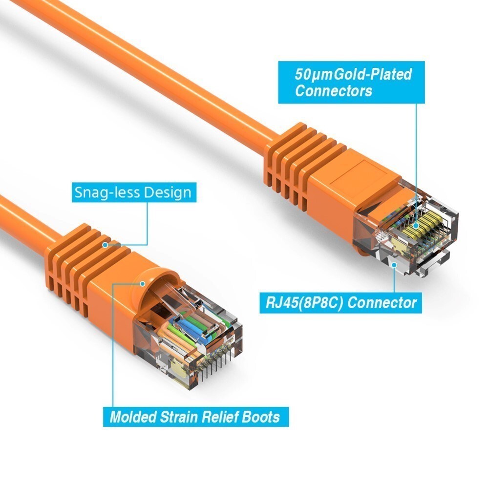 5FT Cat6 RJ45 Ethernet LAN Network UTP Patch Cable Snagless Boot Copper Orange