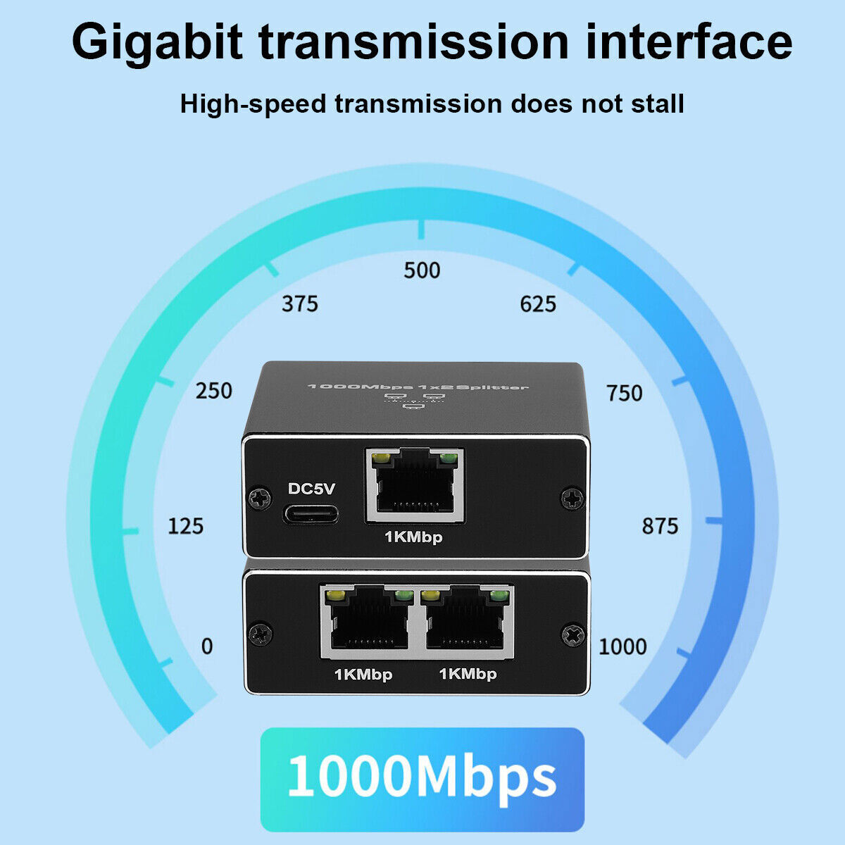 New RJ45 Gigabit Ethernet Splitter 1000Mbps LAN Network Internet 1 to 2 Out LOT